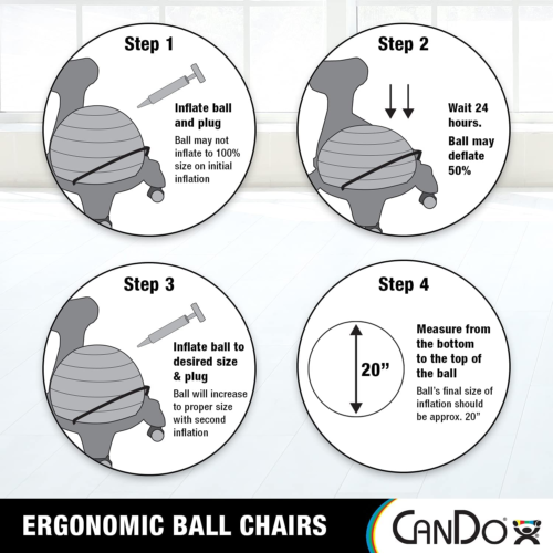 Metal Ball Chair - Inflatable Ergonomic Active Seating Exercise Ball Chair with