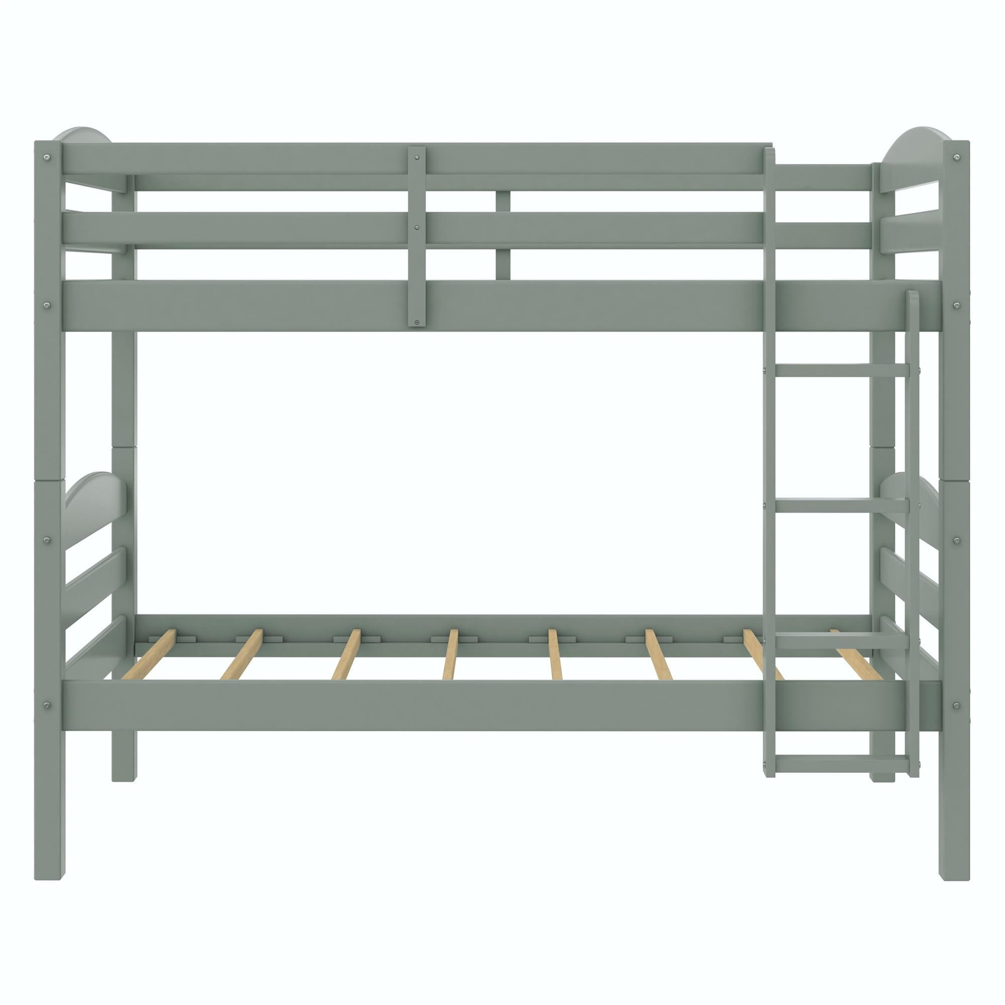 Better Homes & Gardens Leighton Solid Wood Twin-over-Twin Convertible Bunk Bed, Sage Green