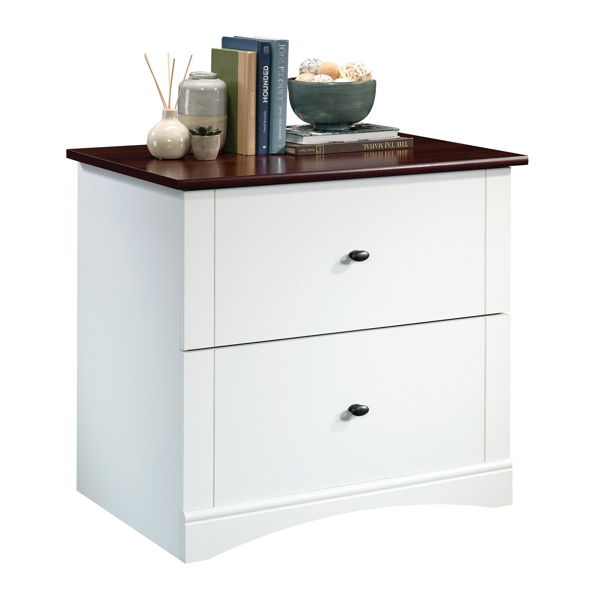 Sauder Lateral File Cabinet with Cherry Accent, Soft White Finish