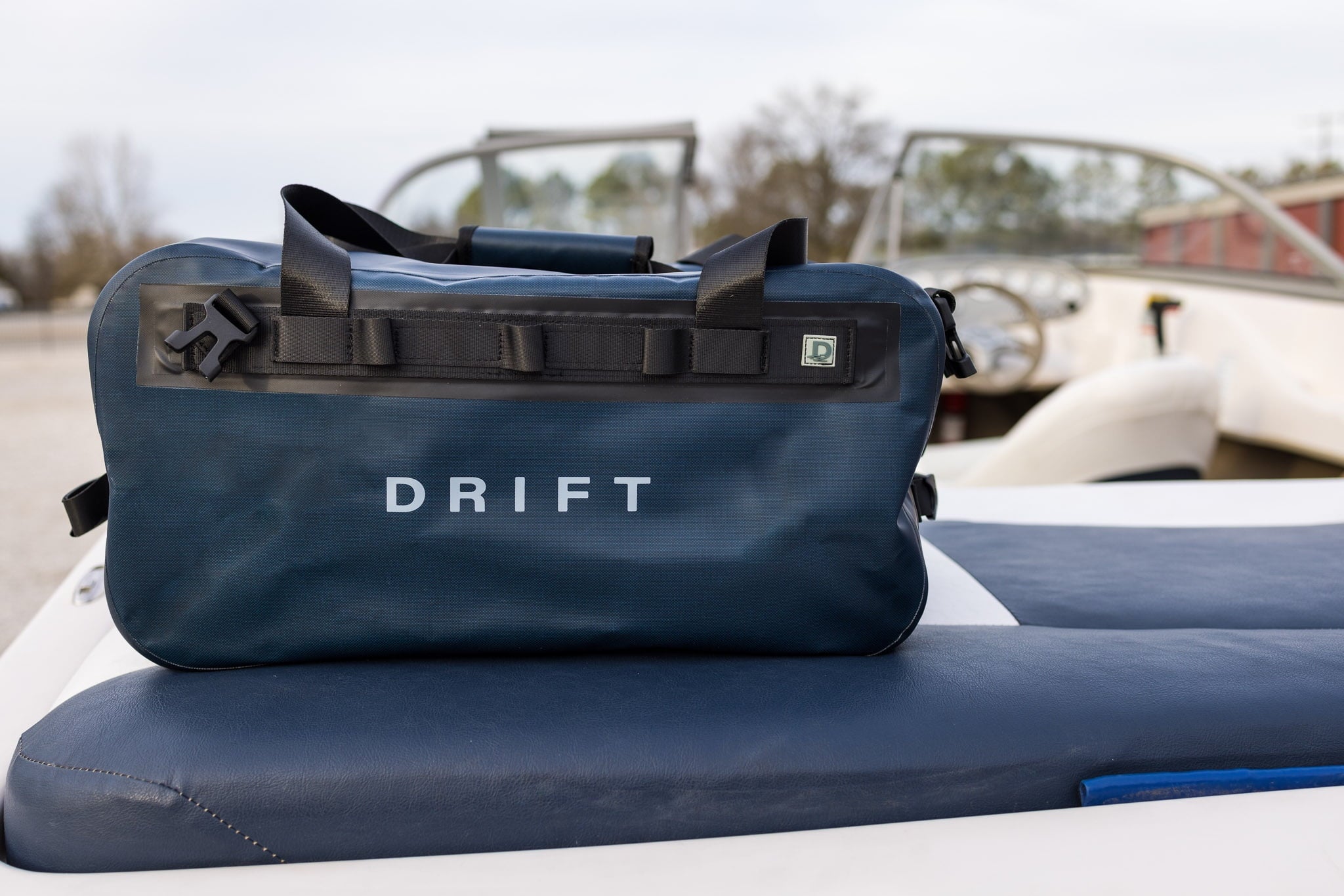 DRIFT Waterproof Boat Bag with Backpack Straps, TPU Coating, 840 Denier, 33L, Navy Blue