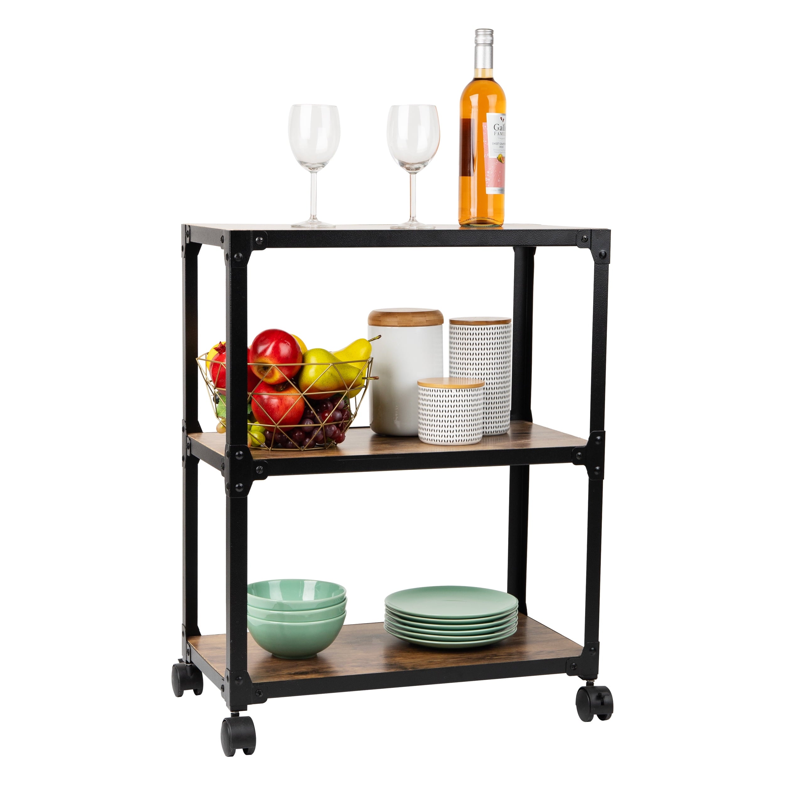 Mind Reader Charm 3 Shelf Mobile Kitchen Serving Cart
