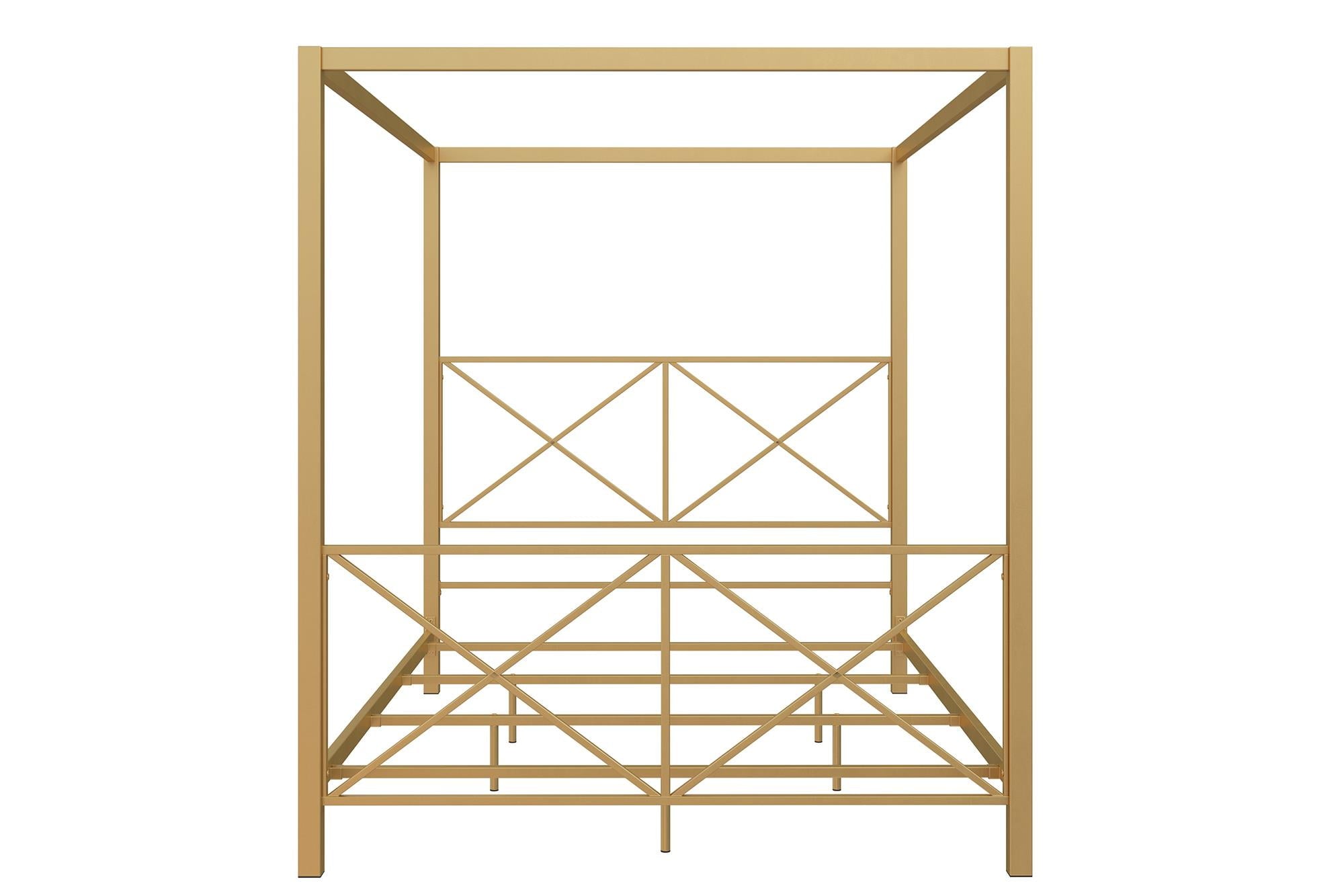 DHP Rosedale Metal Canopy Poster Bed Frame, Queen, Gold