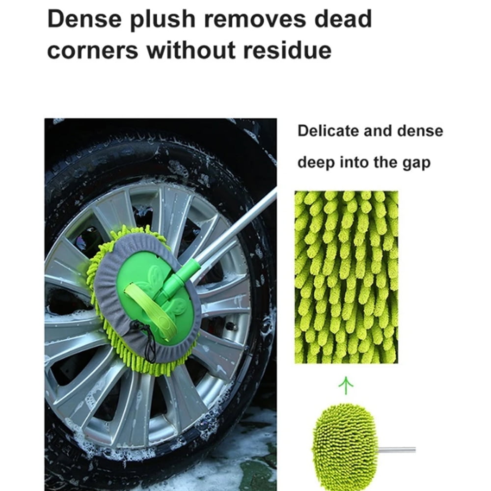 45'' Car Wash Brush with Long Handle Car Wash Mop Mitt Sponge Chenille Microfiber Car Brush Kits Car Cleaning Tools Supplies Duster Scratch Free 180 Degree Rotation for Washing RV Truck and Bus