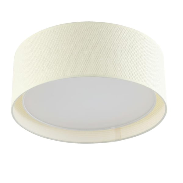 3-Light 15.7 in. Shaded Drum Flush Mount, white