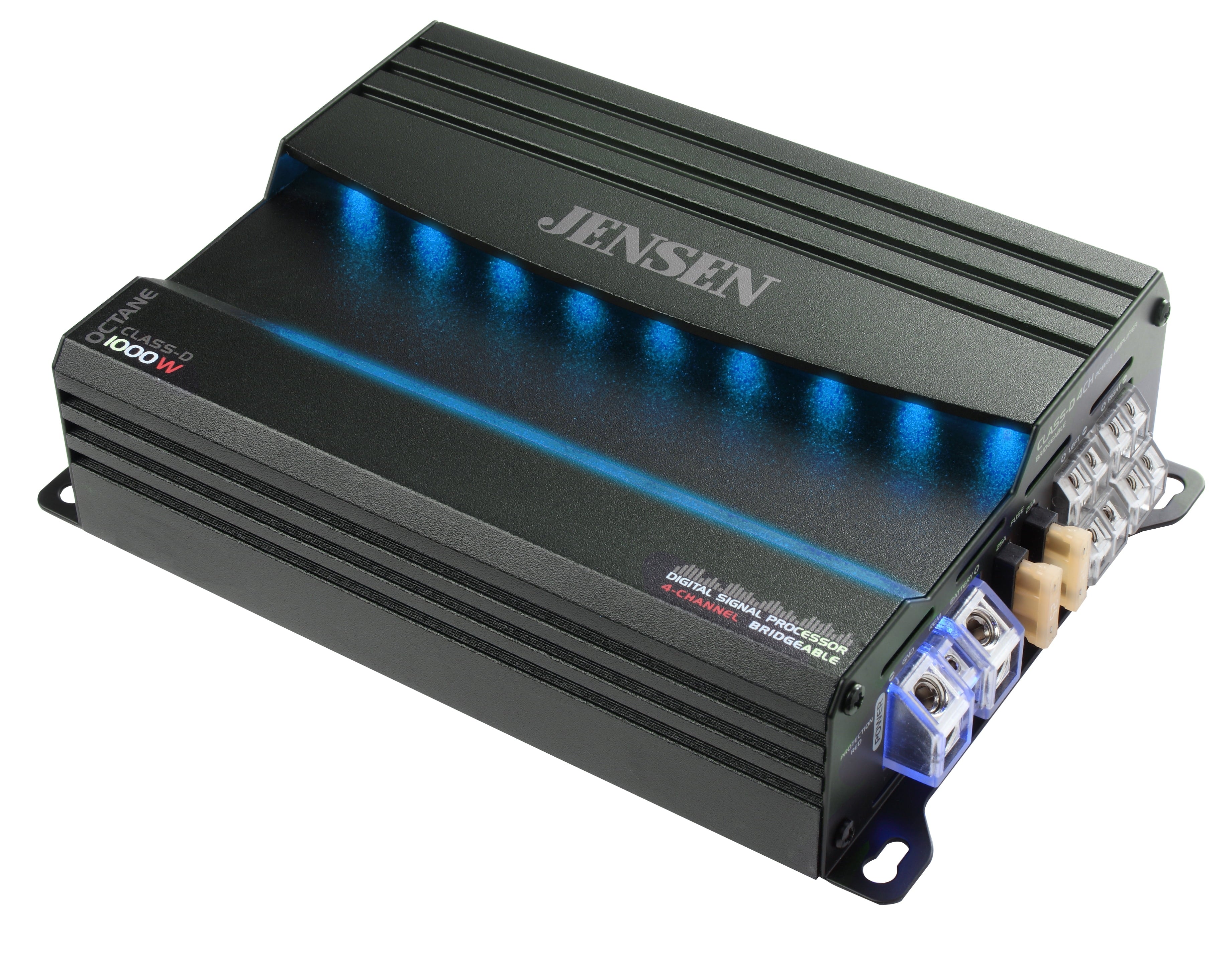 JENSEN XDA94RB Class D 4 Channel Bridgeable Amplifier with 80 Watts x 4 RMS and 1000 Watts