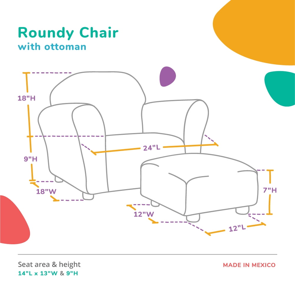 Keet Roundy Children's Chair Microsuede Pink with ottoman