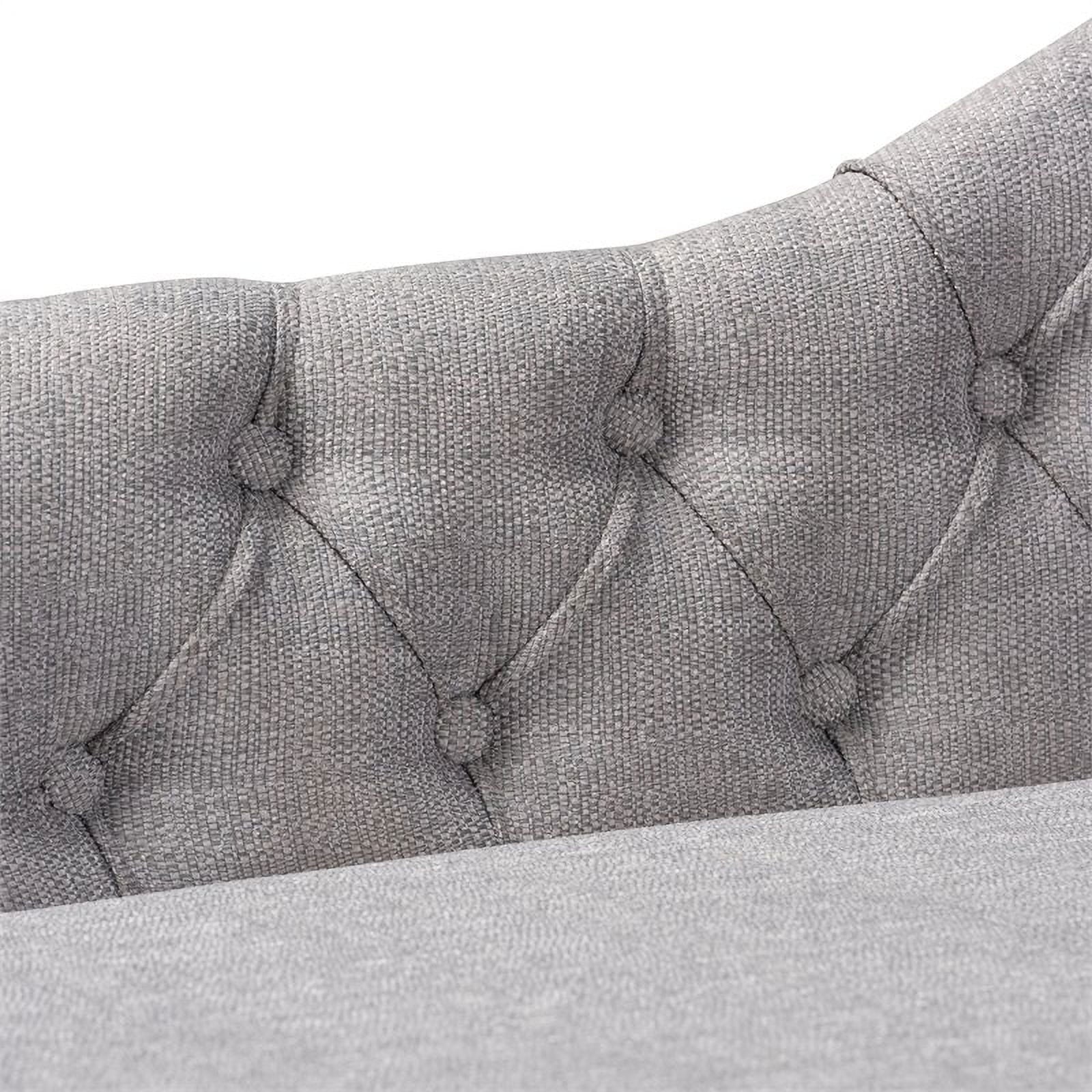 Bowery Hill Grey Upholstered Oak Finished Chaise Lounge