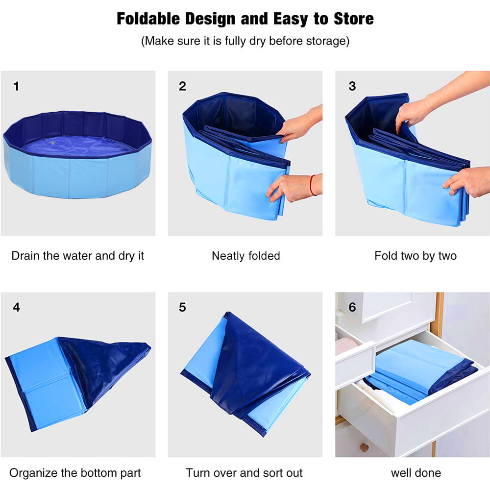 Hanmun Collapsible Kiddie Pool Hard Plastic Dog Pool - 32