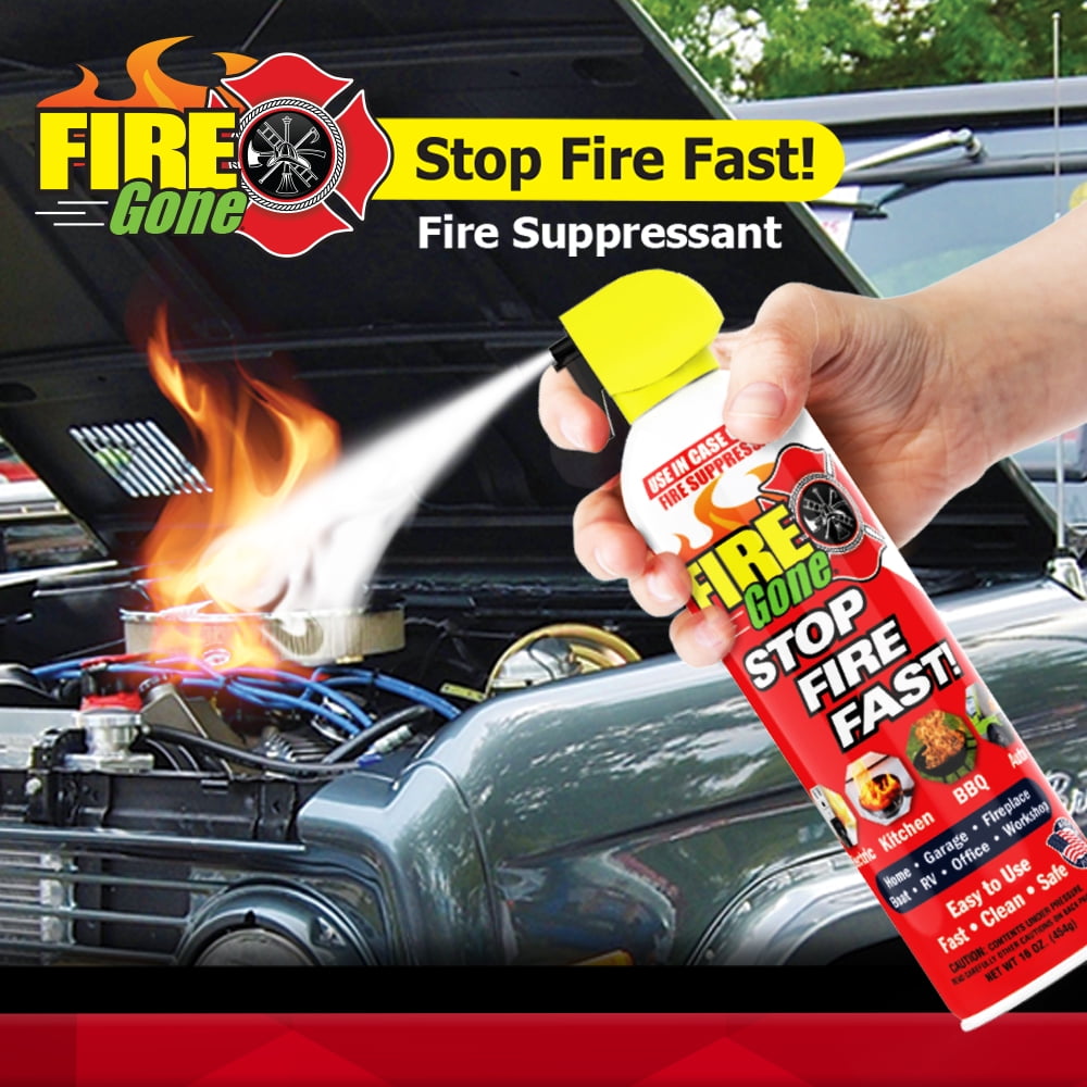 Fire Gone 16 oz Fire Extinguishing  Water Based Aerosol Suppressant  (Pk of 1) Class A, B, C Fires.