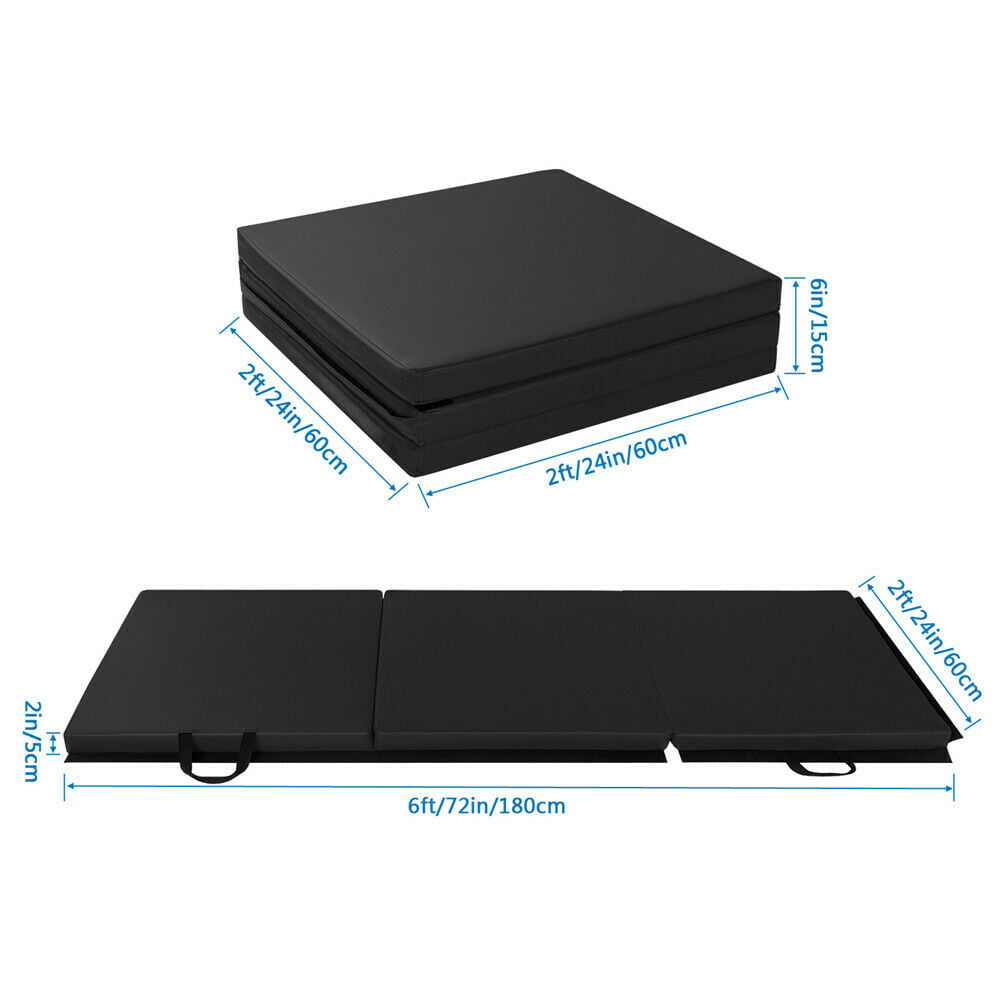 Folding Gymnastics Tumbling Mat, Extra Thick Mat with Carry Handles, for Exercise, Yoga, Fitness, Aerobics, Cardio, Pink