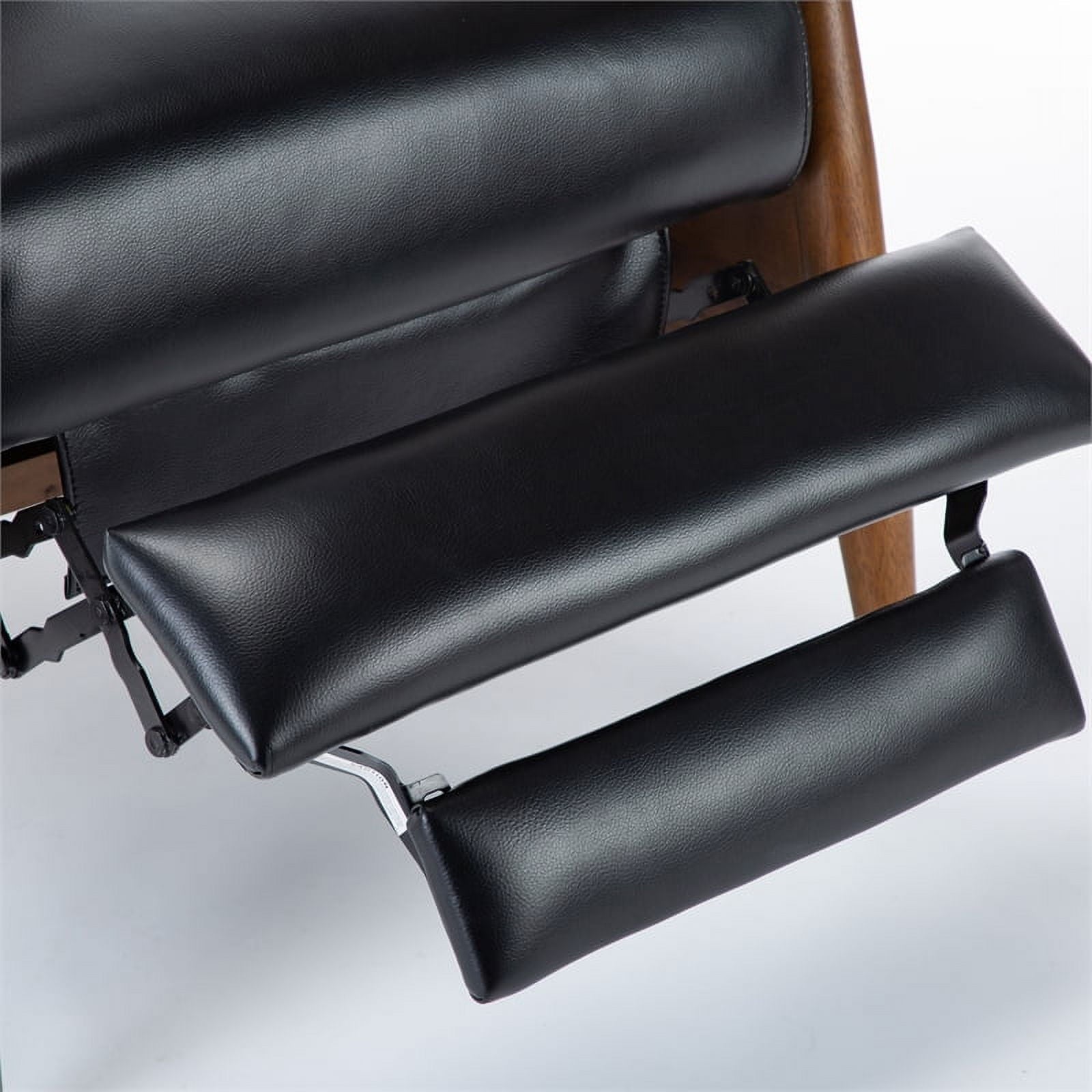 Solaris Black Faux Leather Wooden Arm Push Back Recliner Chair