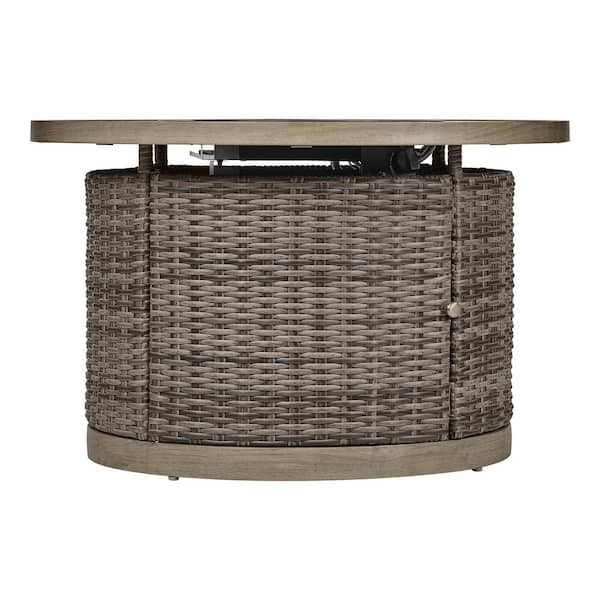 Avondale 39.96 in. x 25 in. Round Steel Propane Gas Gray Fire Pit