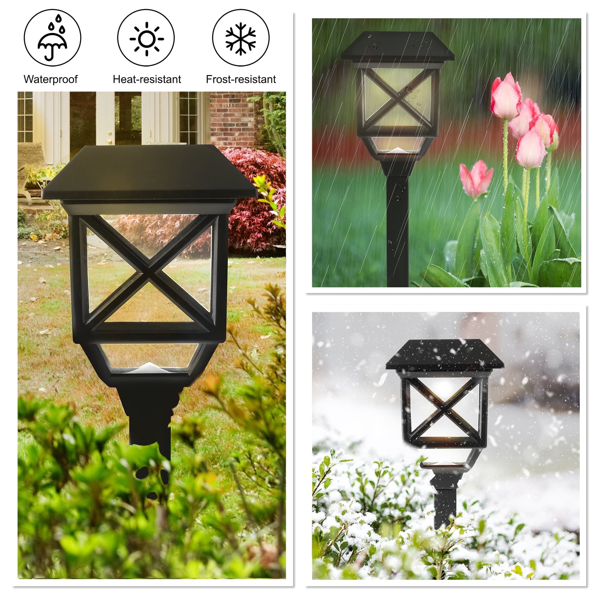 Mainstays Solar Powered Black Square LED Landscape Pathway Light with Plastic Lens, 8 Lumens (6 Count)