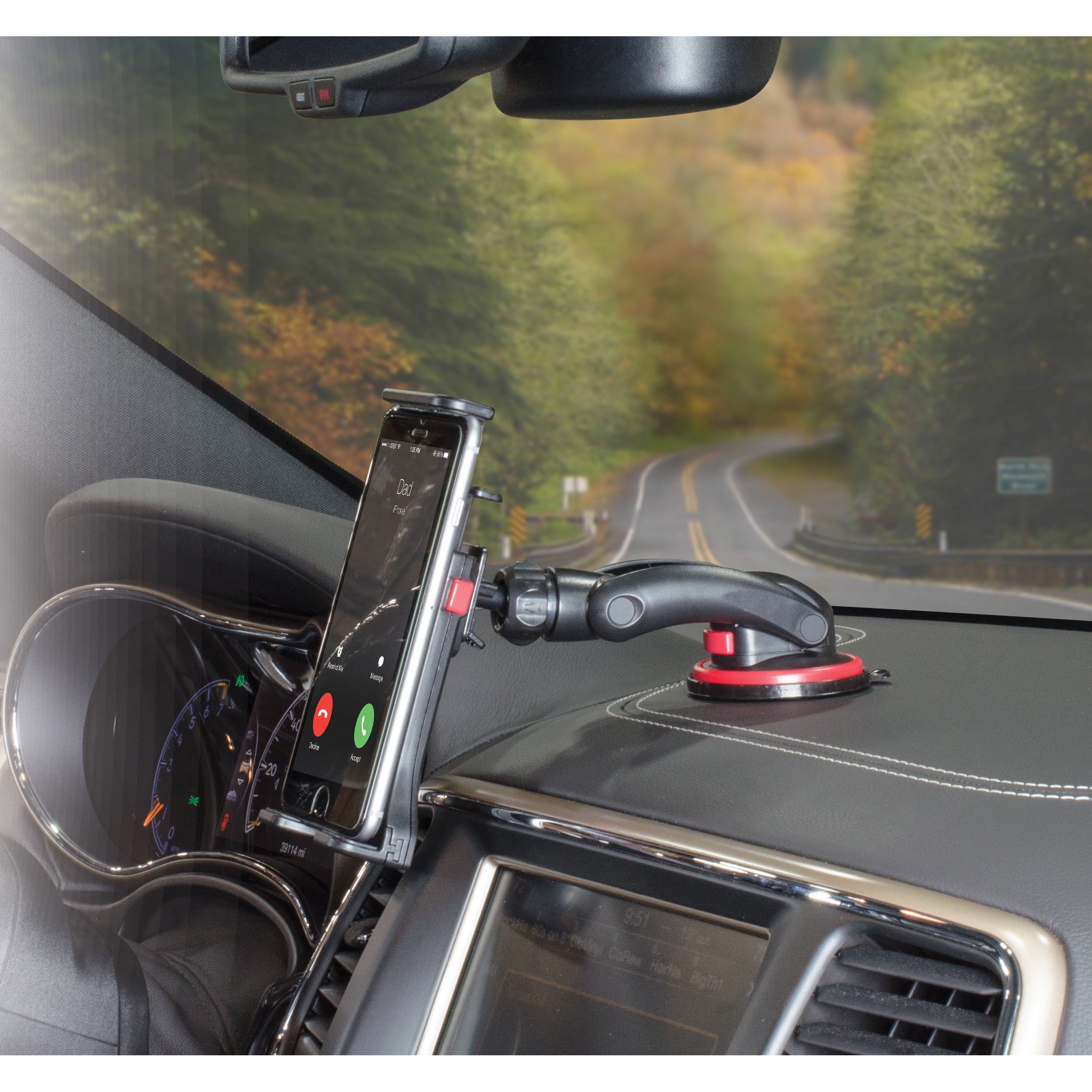 Tuff Tech Super Stick Universal Car Mount Phone Holder Desk Stand with Suction Cup Base and Adjustable Arm for -iPhone, Samsung, LG, Moto, Huawei, Smartphones