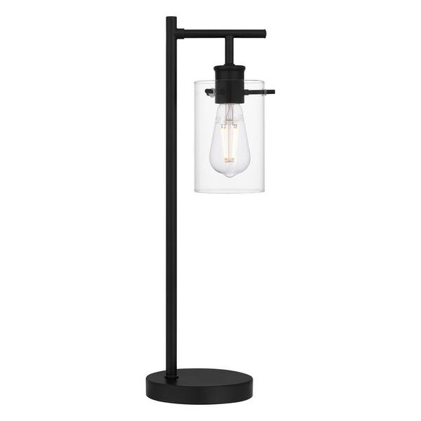 Regan 20 in. Matte Black Table Lamp with Clear Glass Shade