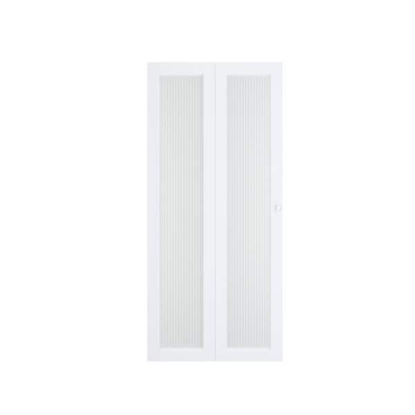 36 in x 80 in Frosted glass Single Glass Panel Bi-Fold Interior Door for Closet, with MDF & Water-Proof PVC Covering