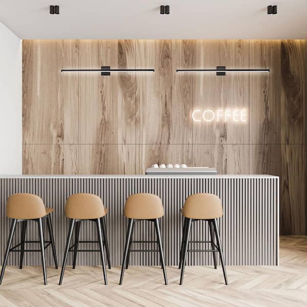 Arandel 1-Light 47.5 in. Matte Black LED Vanity Light Bar with Ambient Light