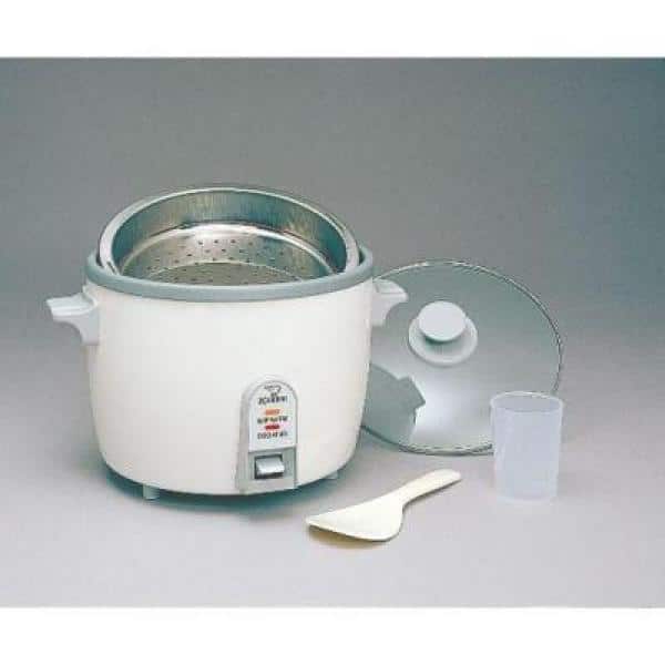 6-Cup White Rice Cooker with Stainless Steel Steaming Tray