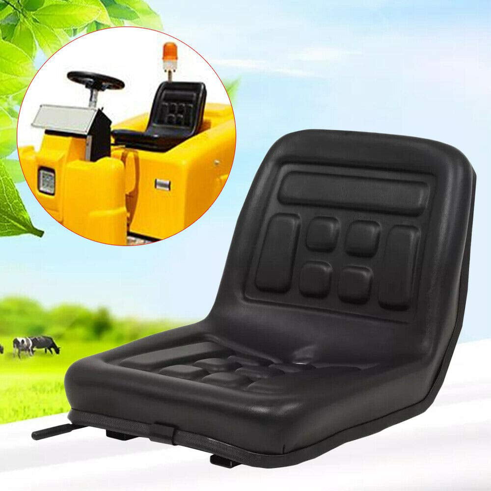 TFCFL Tractor Seat,Universal Seat with Sliding Track and Drain,for Tractors and Forklifts(Black,pu leather)