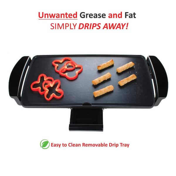 27 sq. in. Black Nonstick Electric Griddle with Drip Pan