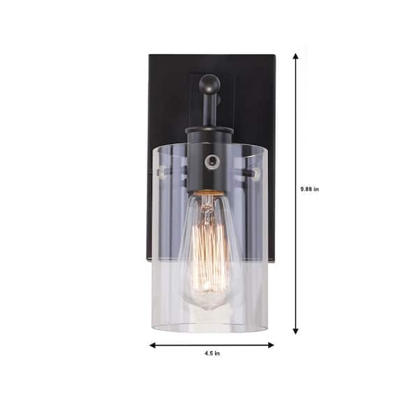 Regan 4.5 in. 1-Light Espresso Bronze Bathroom Vanity Light with Clear Glass Shade