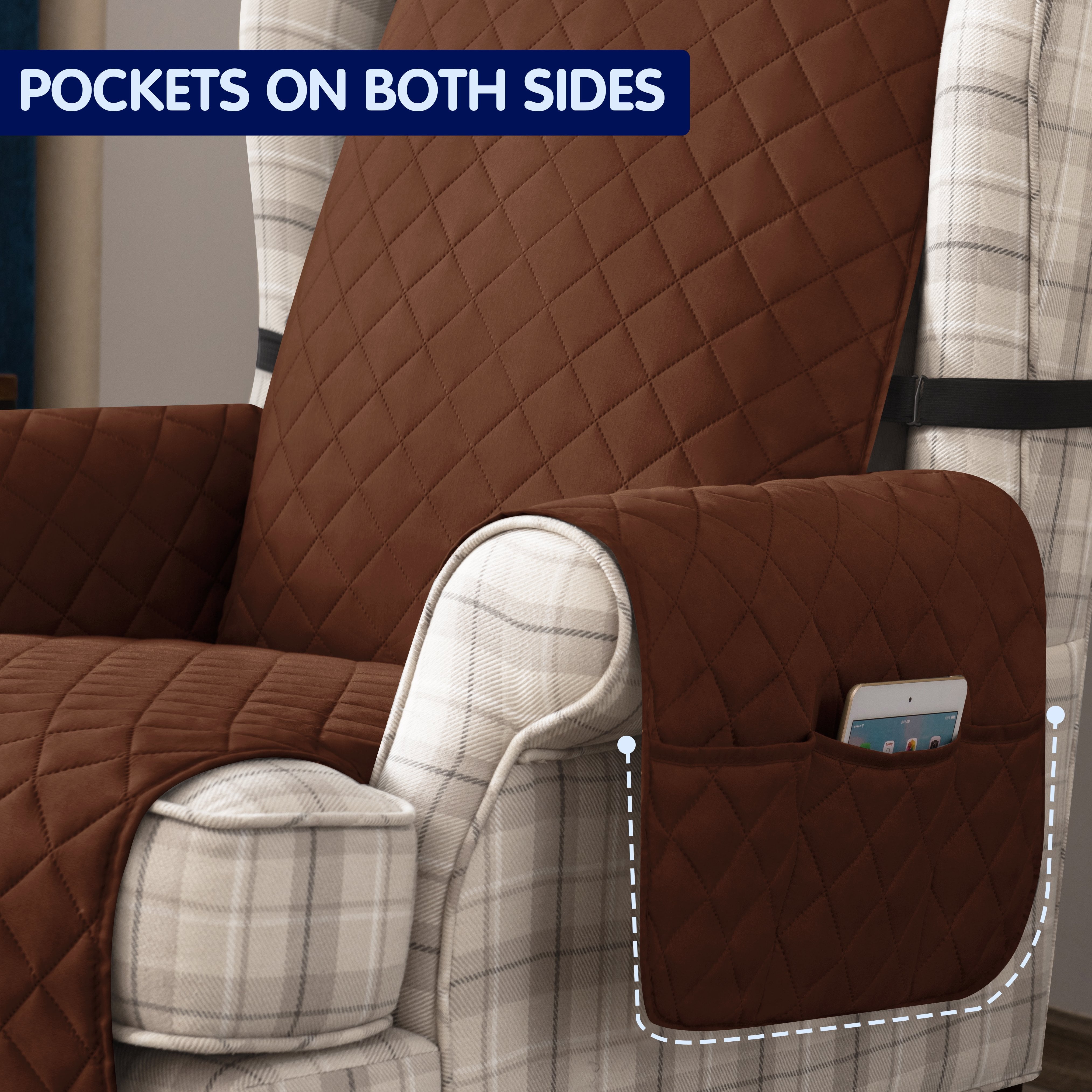 Subrtex Reversible Wing Chair Cover Wingback Armchair Slipcovers,Chocolate