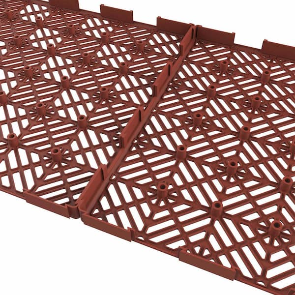 1 ft. W x 1 ft. L Terracotta Outdoor Interlocking Diamond Pattern Polypropylene Patio and Deck Tile Flooring (Set of 30)