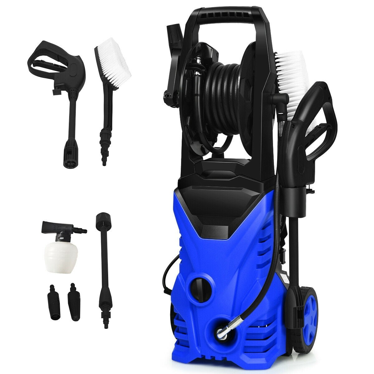 Costway 2030PSI Electric Pressure Washer Cleaner 1.7 GPM 1800W with Hose Reel Blue