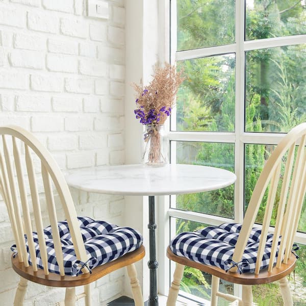 Buffalo Check Navy Checkered Tufted Seat Cushion Chair Pad (Set of 2)