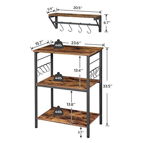 HOOBRO Bakers Rack with Floating Shelf, Microwave Stand with Shelves, Versatile