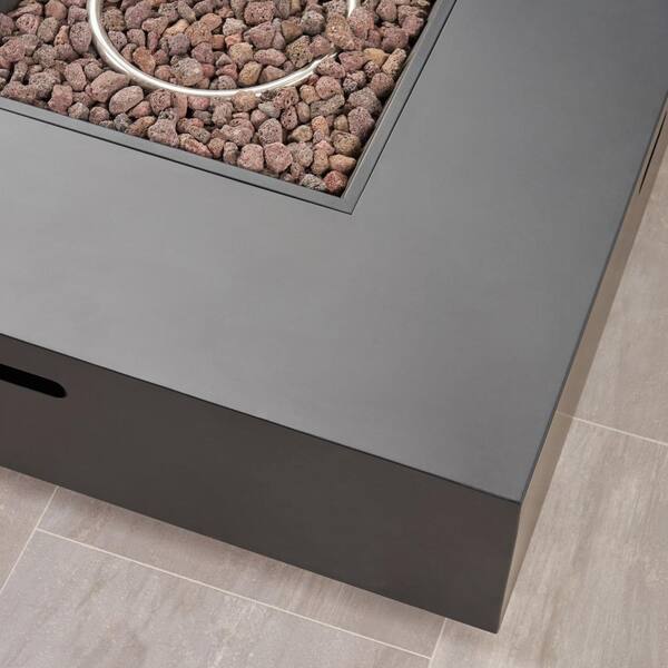 Reign Dark Gray Square Metal Fire Pit (No Tank Holder)