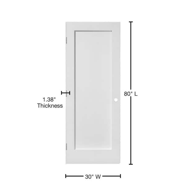 30 in. x 80 in. 1 Panel MDF Series Right-Handed Solid Core White Primed Composite Single Prehung Interior Door