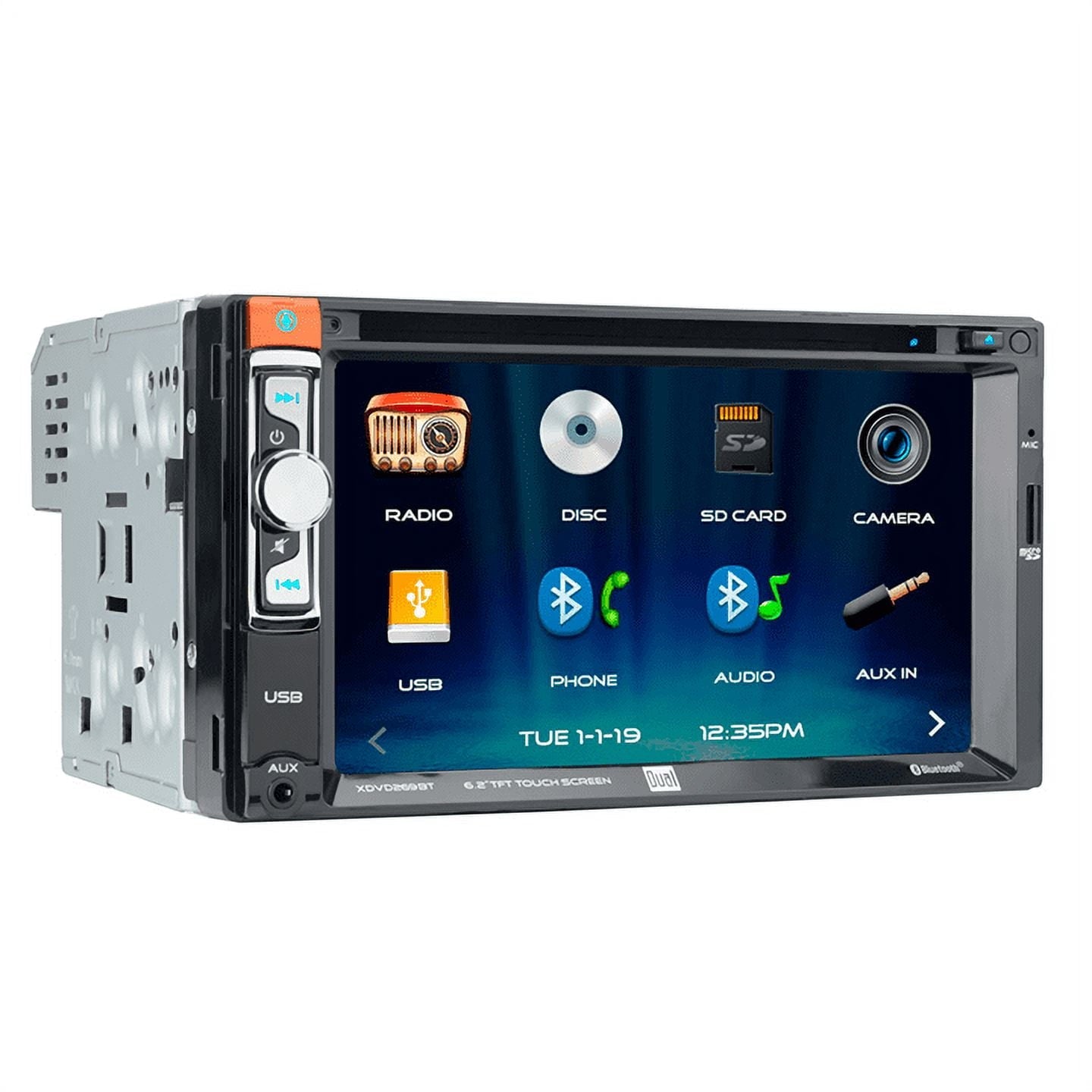 Dual Electronics XDVD269BT 6.2 Inch, Car Stereo Head Unit, Double DIN with CD/DVD
