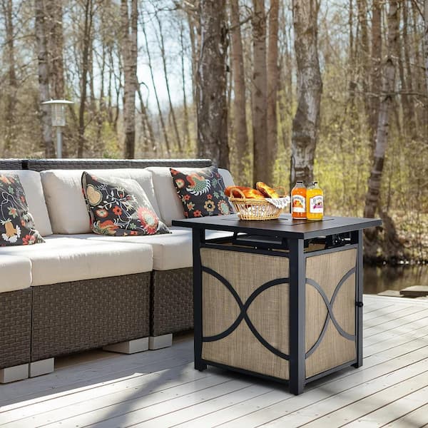 25 in. Square Metal Propane Outdoor Fire Pit Table 40,000 BTU Gas Patio Firetable for Backyard Garden Deck