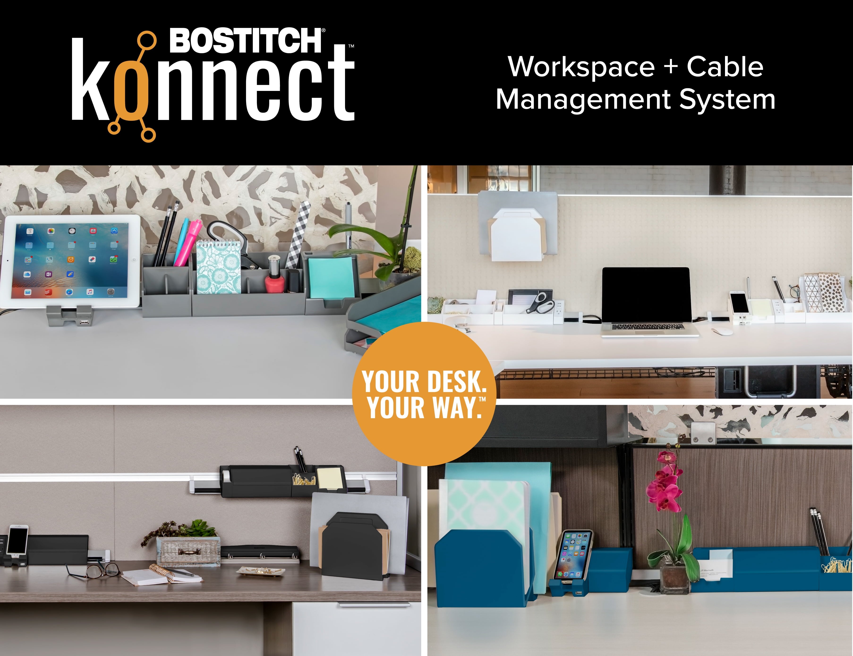 Bostitch Konnect Battery Powered LED Foldable Desk Lamp, Black