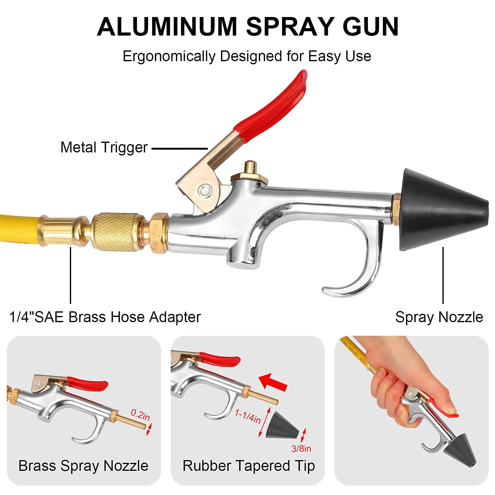 Furvclv AC Flush Kit, Car Air Conditioner System Clean Canister Flushing Tool Set Air Conditioning Pipe Cleaning Bottle for Auto R12 R22 R134A R404 R410A with 220PSI Gauge, Air Plug Fittings and Hose