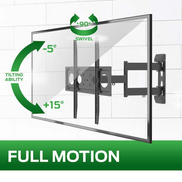 TV Wall Mount Full Motion Swivel and Tilting for Televisions Sizes 32 in. to 70 in., Maximum Hold of 88 lbs.