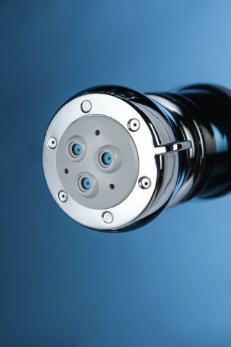 New Blue Tempered Glass Stainless Steel Shower Overhead LCD Panel 8 Massage Jets