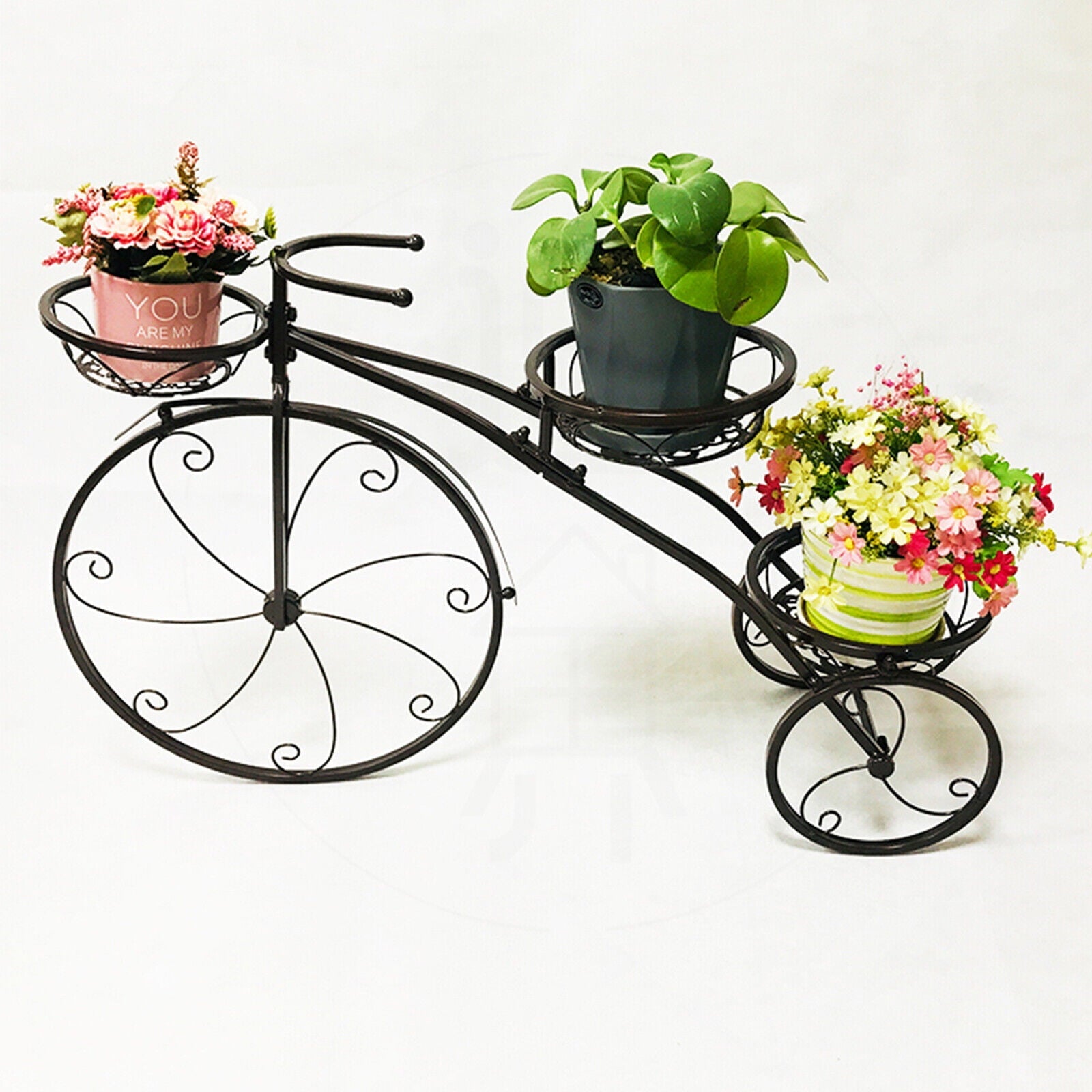 Oukaning Tricycle Plant Stand Indoor Metal Plant Stand For Christmas Home Decoration (Style 8)