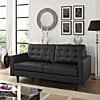 Modway Empress Bonded Leather Loveseat in Black