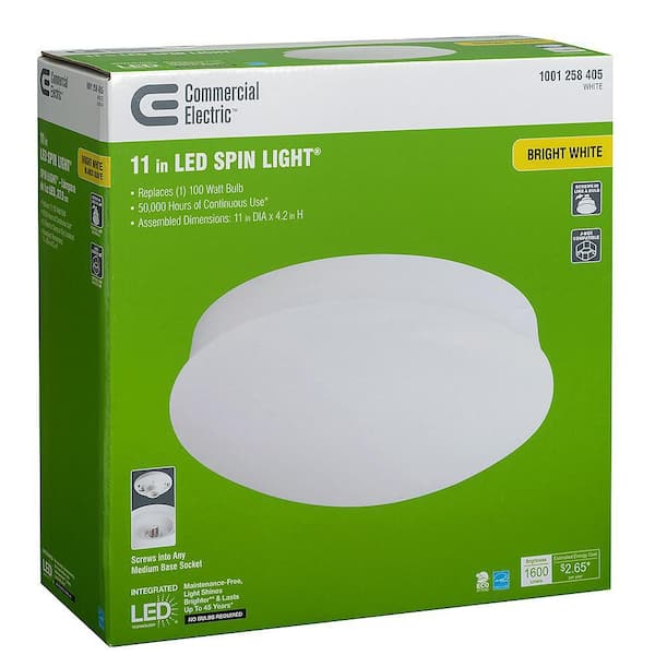 Spin Light 11 in. Closet Light LED Flush Mount Ceiling Light 1600 Lumens 4000K Bright White Kitchen Laundry Room
