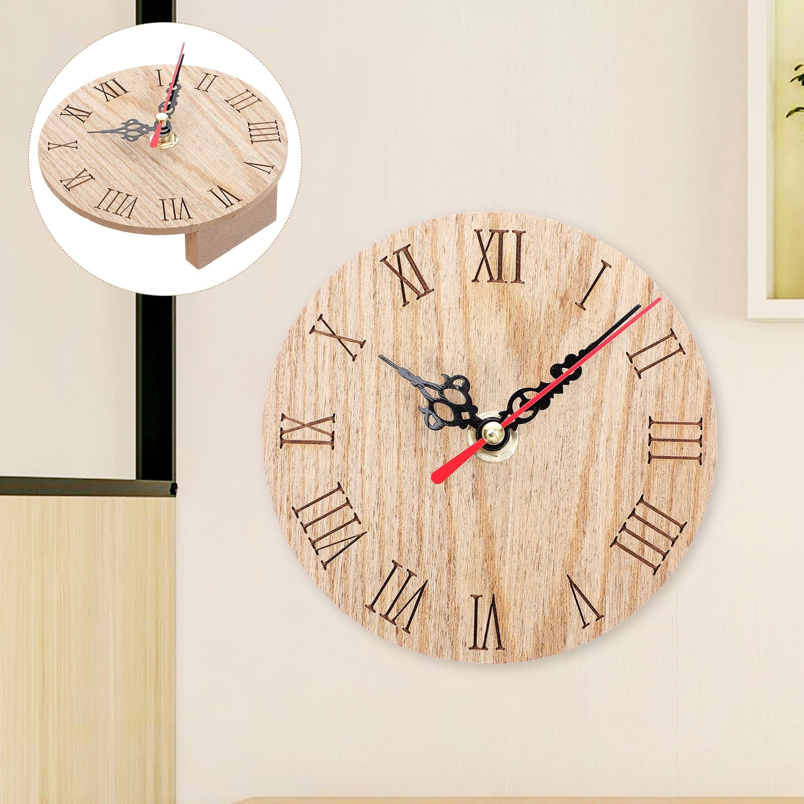 Farmhouse Wall Clock  Battery Operated Silent Non Ticking Wooden Wall Clock No Battery