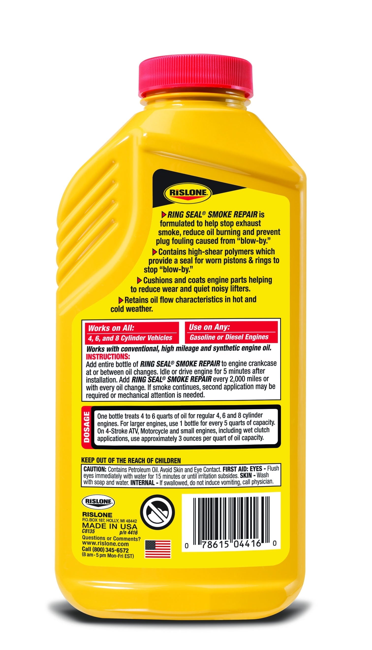 Rislone High Mileage Ring Seal Smoke Repair Additive, 16 oz