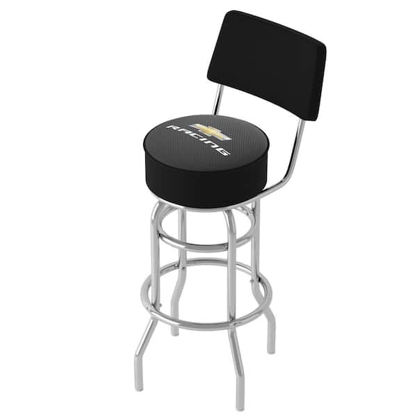 Chevrolet Chevy Racing 31 in. Yellow Low Back Metal Bar Stool with Vinyl Seat