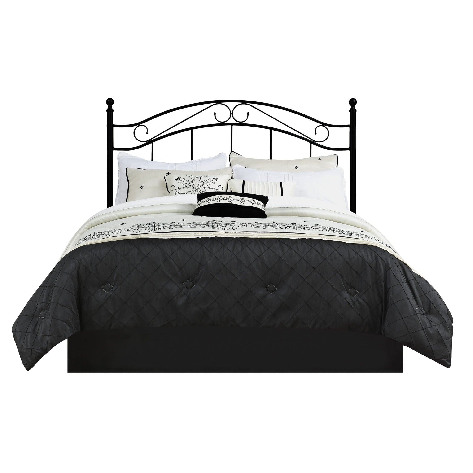 Mainstays Full/Queen Metal Headboard with Delicate Detailing, Black