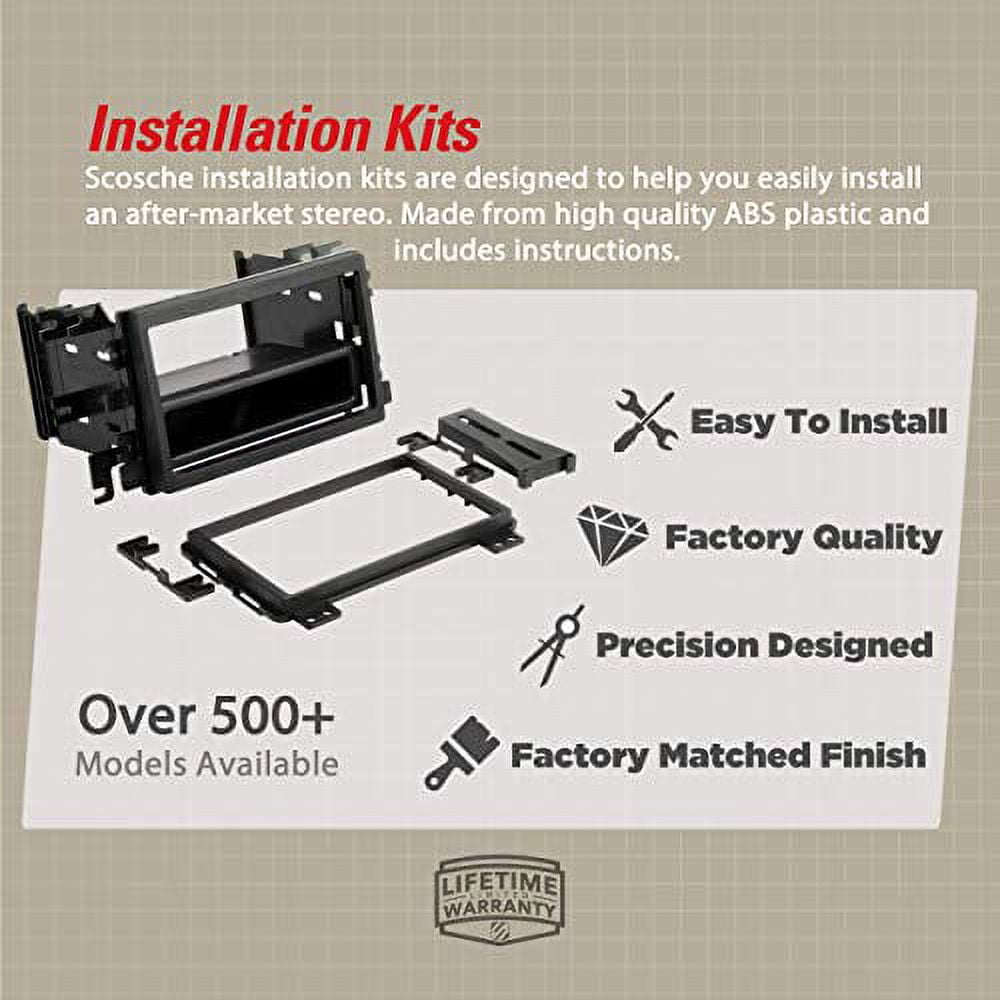 Scosche GM1583B Single DIN Dash Kit with Molded Pocket Compatible with Select 1992-12 GM Black