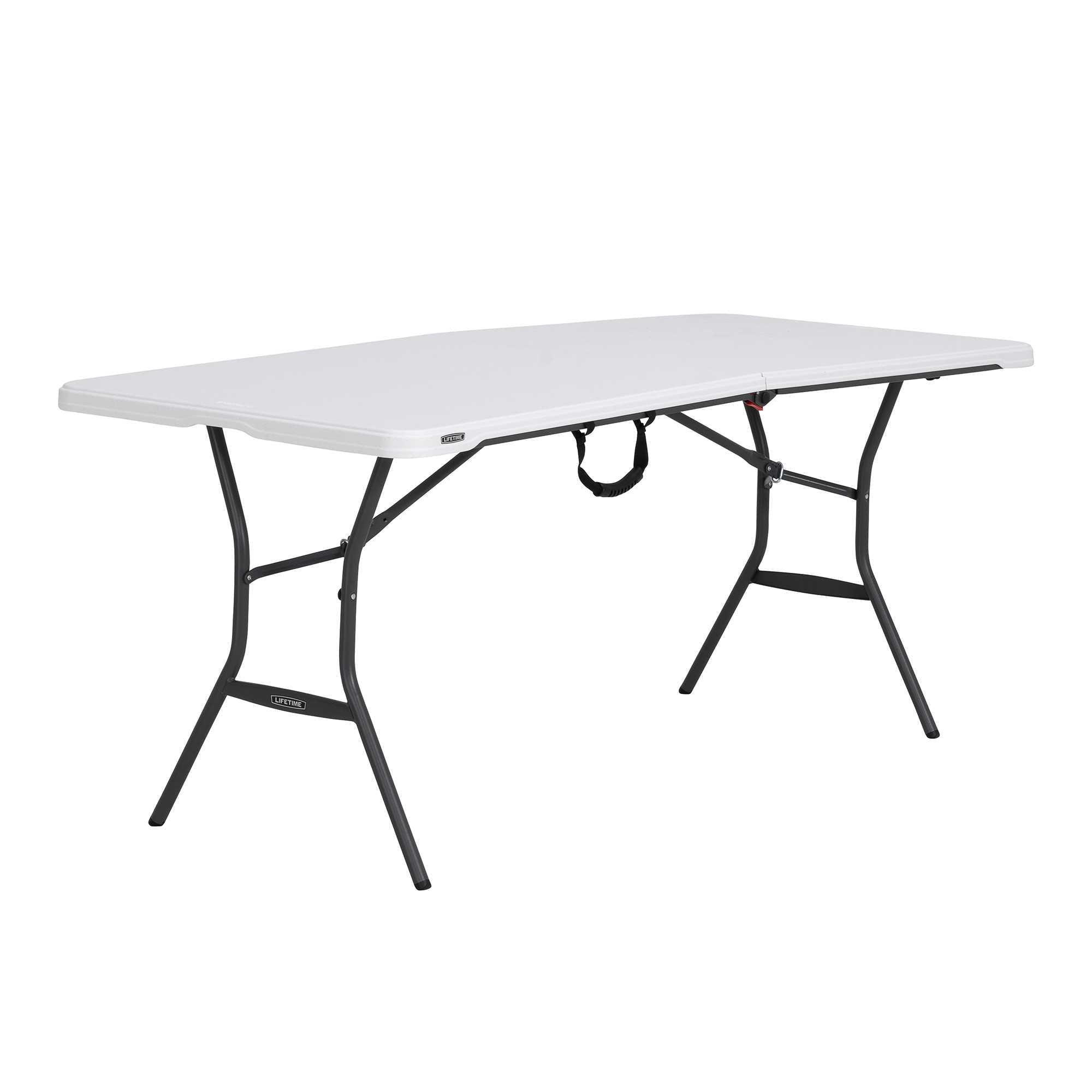 Lifetime 6 Foot Fold-in-Half Rectangle Table, Indoor/Outdoor Light Commercial Grade, White Granite (280857)