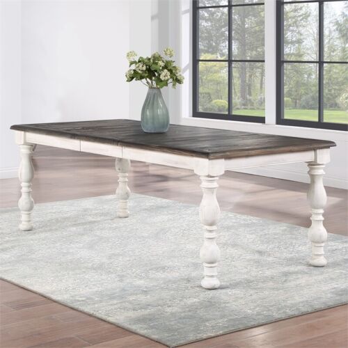 Heston Weathered White 84 in. Wood Dining Table