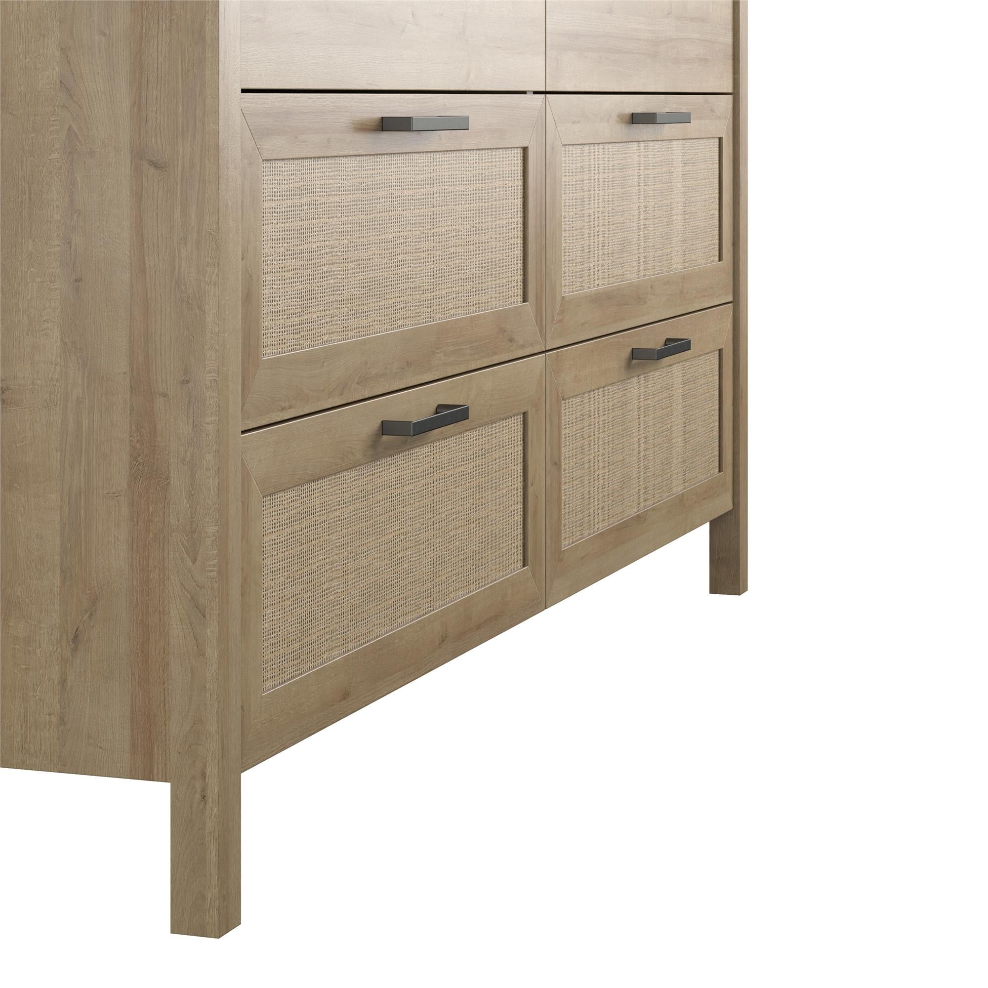 Queer Eye Wimberly 6 Drawer Dresser, Natural with Faux Rattan