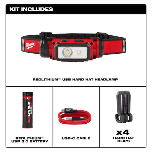 600 Lumens LED REDLITHIUM Hard Hat Headlamp (2-Pack)